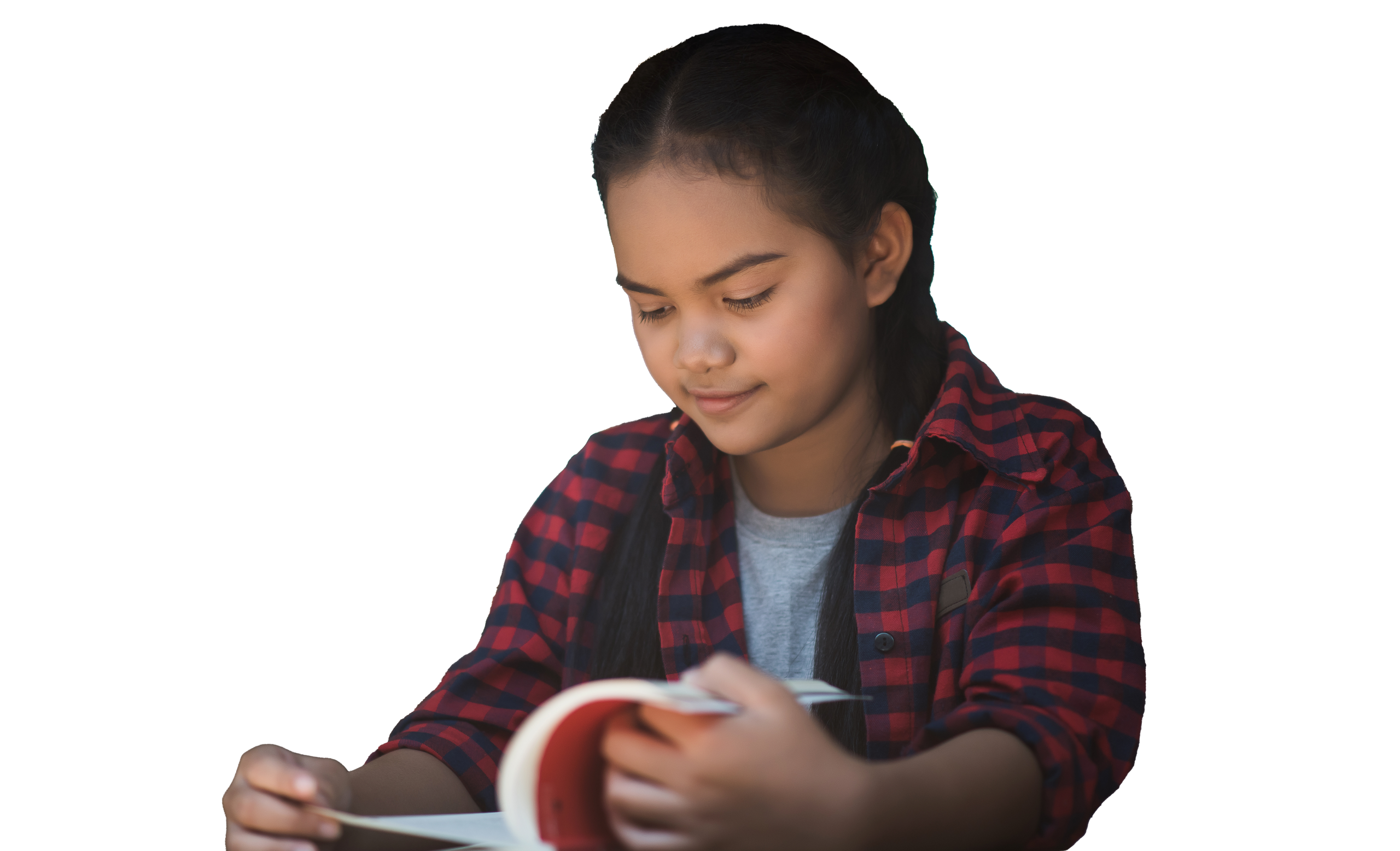 Young woman reading book